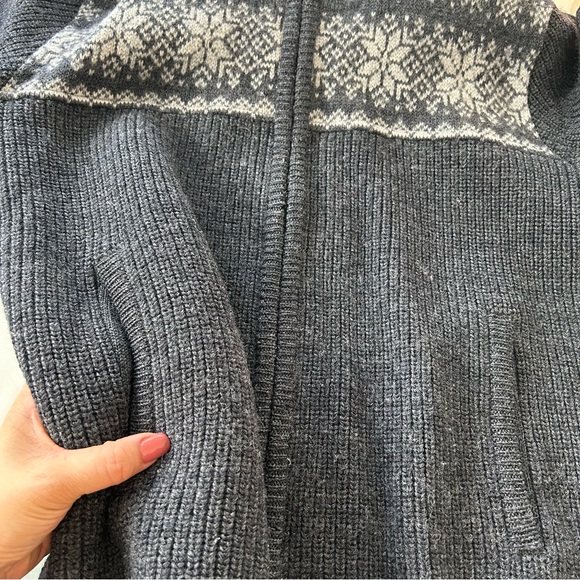 WOOLRICH Fair Isle Snowflake pattern full-zip hooded wool sweater women’s Large. - Picture 8 of 8